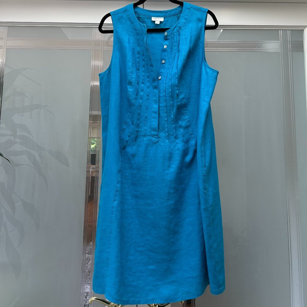 JJill linen blue dress EUC